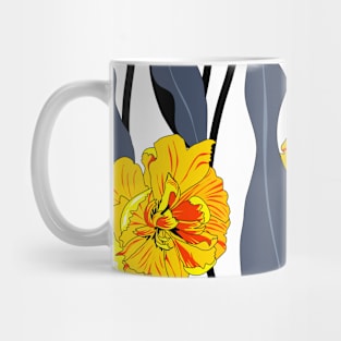 double tulips and blue-gray foliage Mug